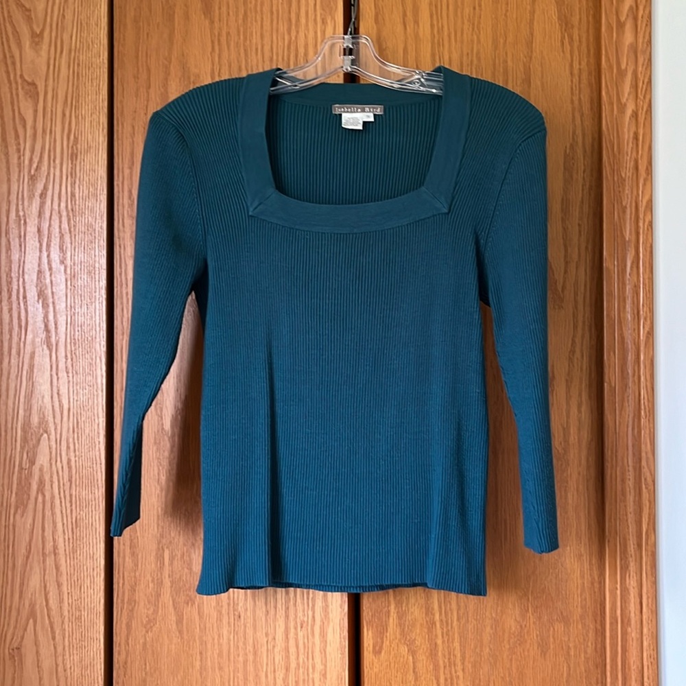 Isabella Bird Teal 3/4 Sleeve Sweater. Size Small